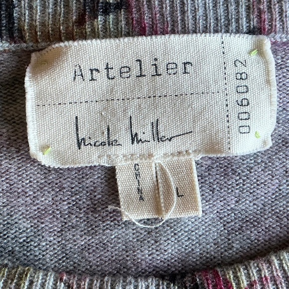 Nicole Miller Artelier floral boho crew neck raglan sleeve sweater Large - Picture 3 of 7